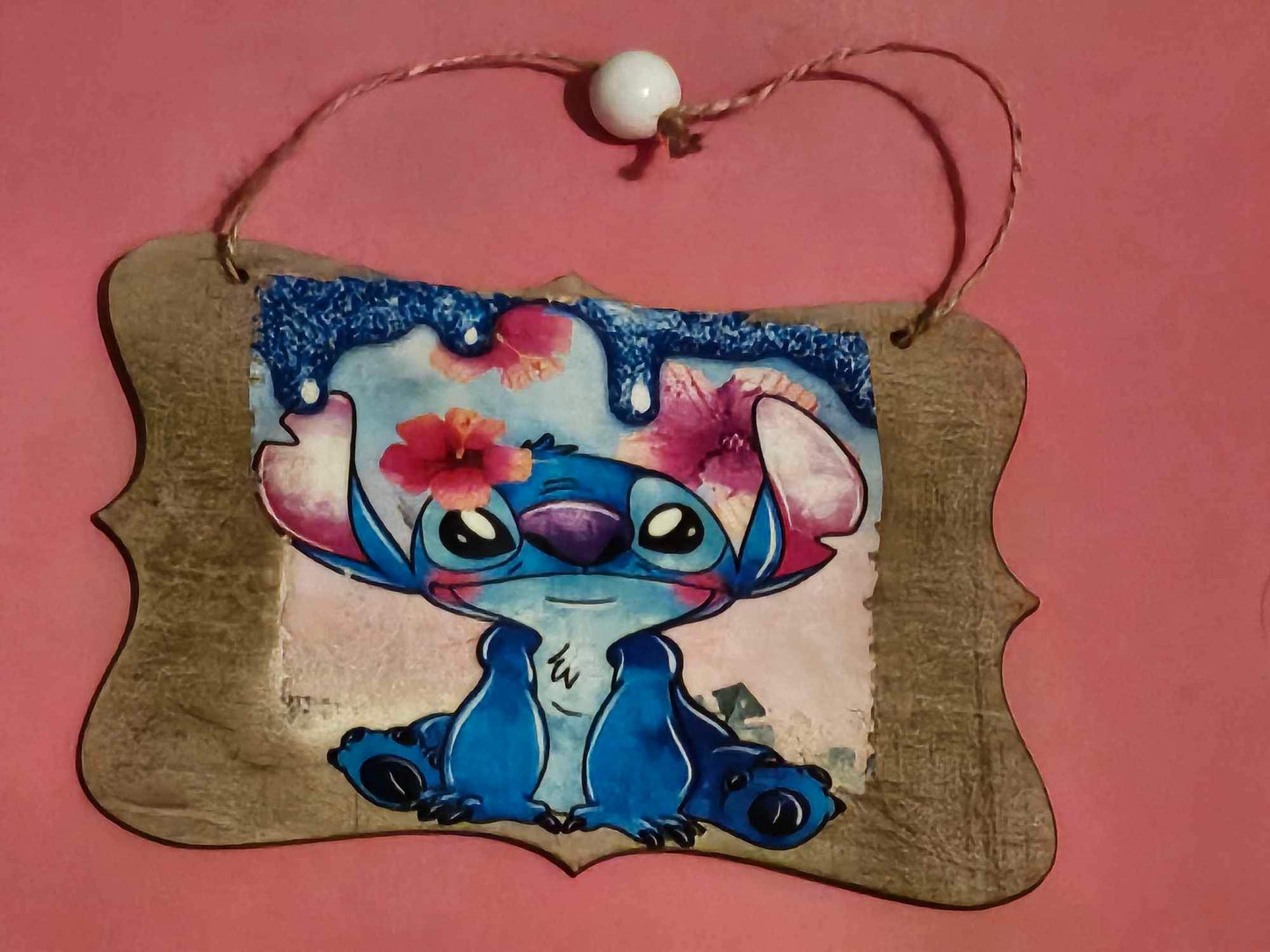 Stitch Inspired Hanging Wooden Plaque Gift