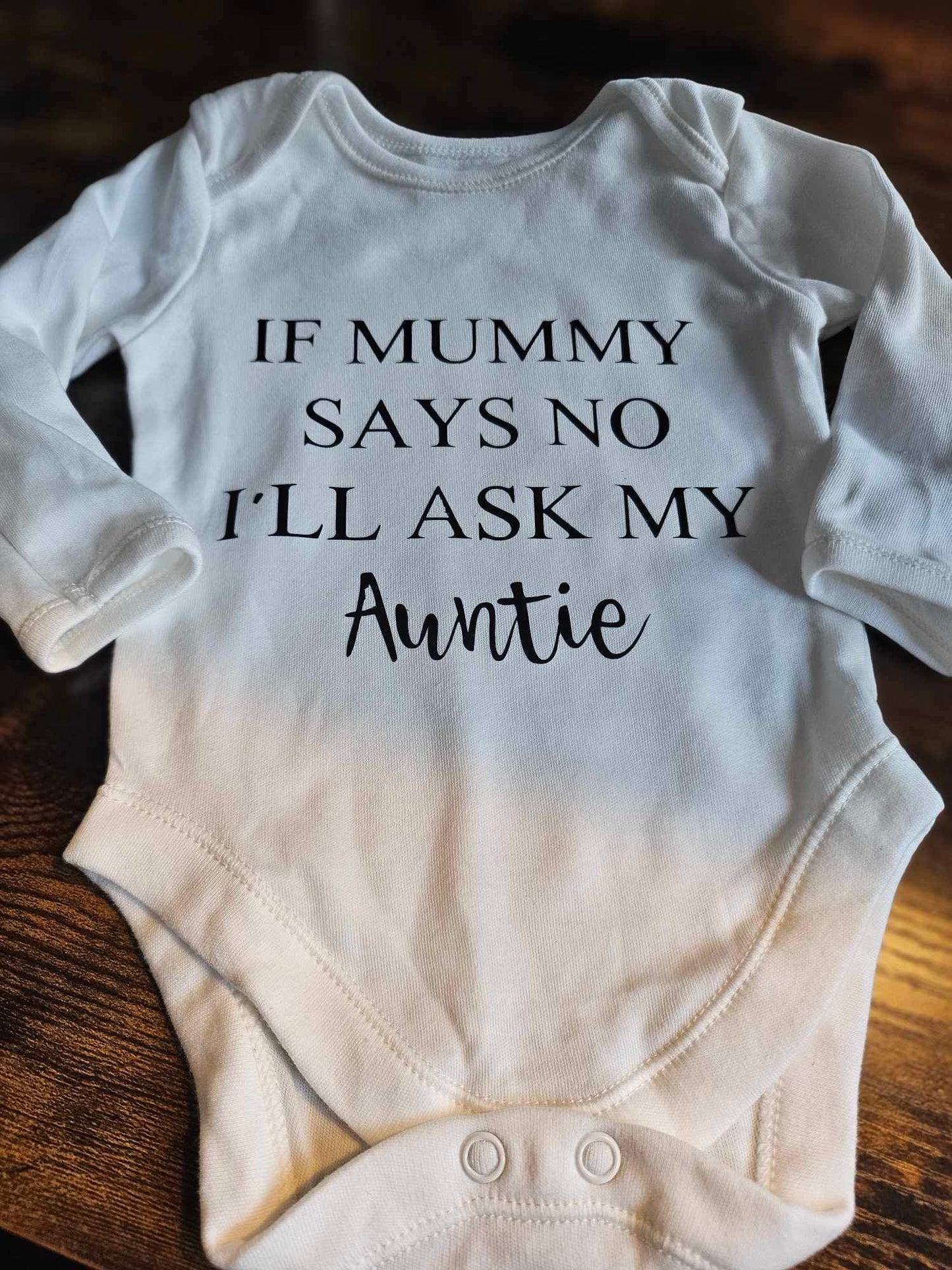 0-3 Months Ask My Auntie Personalised Baby Vest