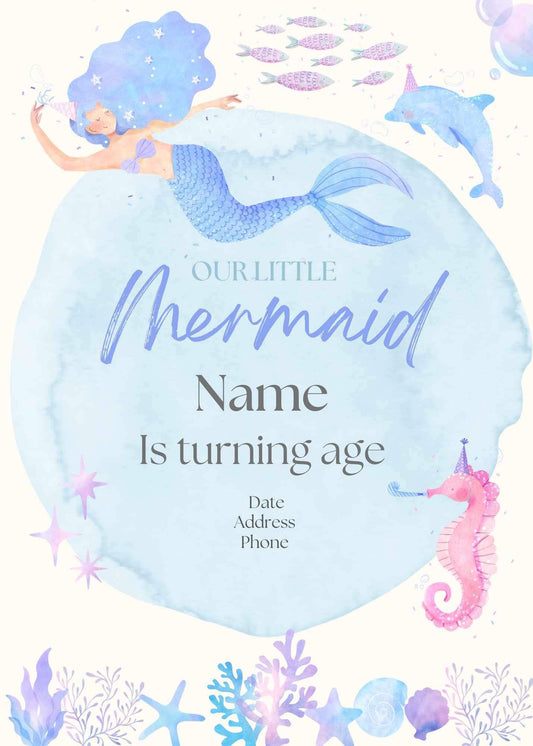 Mermaid Themed Party Invitations