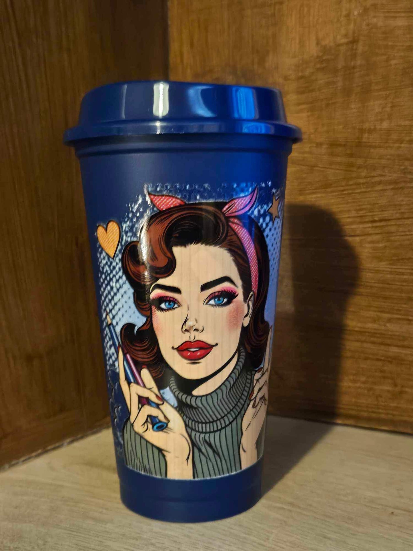 Retro Pop Art Girl Hot Cup