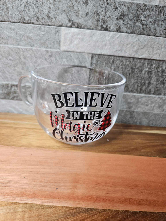 Christmas Magic Believe Glass Mug