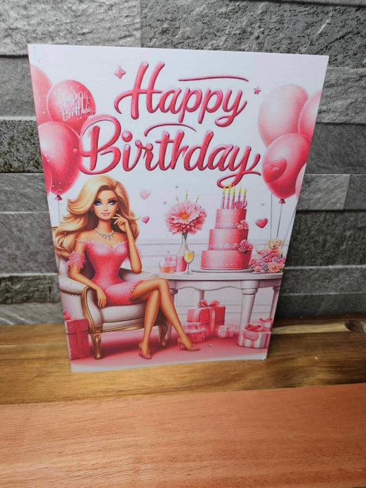 Barbie Inspired Birthday Card