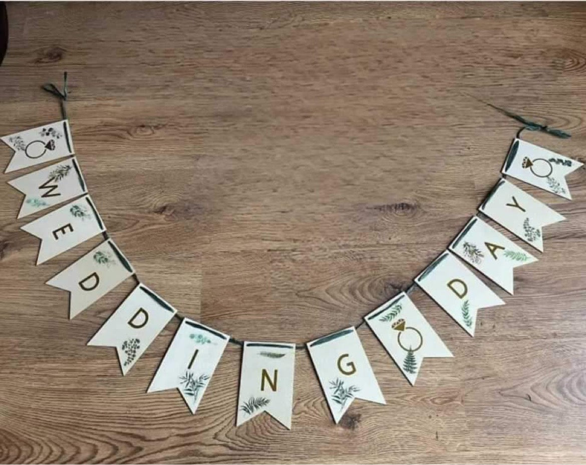 Wedding Day Botanical Wooden Bunting