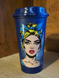 Retro Pop Art Girl Hot Cup