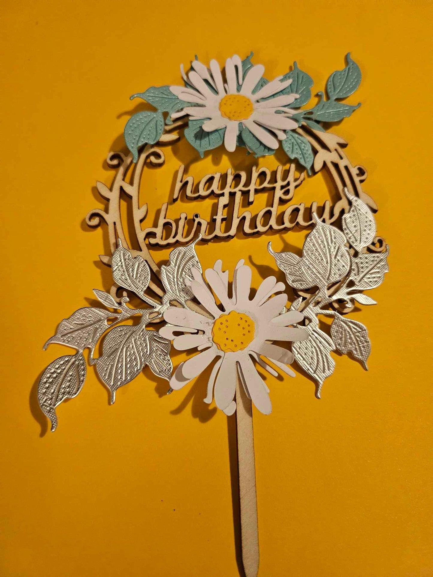 Luxury Wooden Happy Birthday Cake Topper