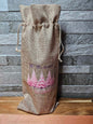 Christmas Hessian Drawstring Wine Bag