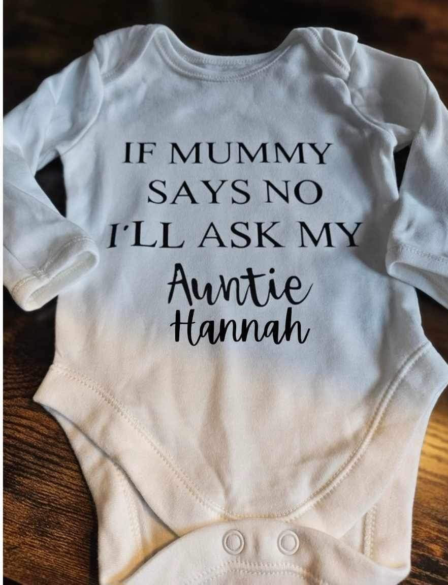 0-3 Months Ask My Auntie Personalised Baby Vest