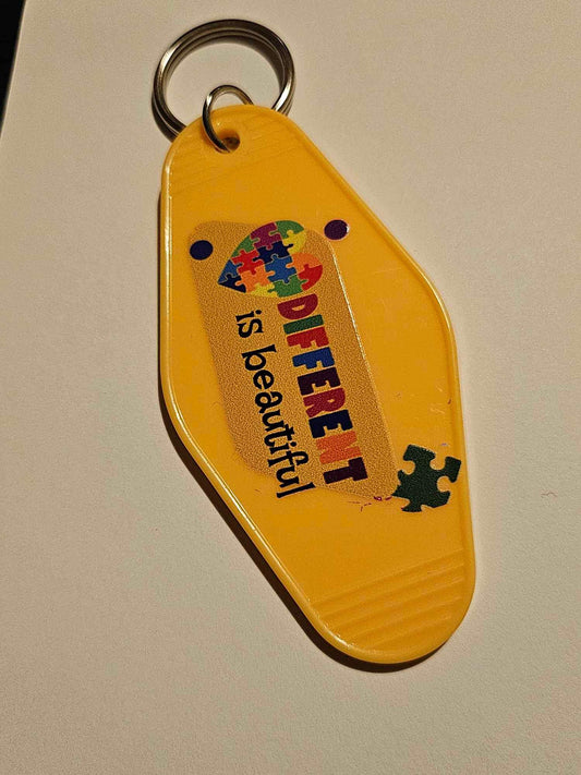 Different Is Beautiful Autism Awareness Motel Style Keyring