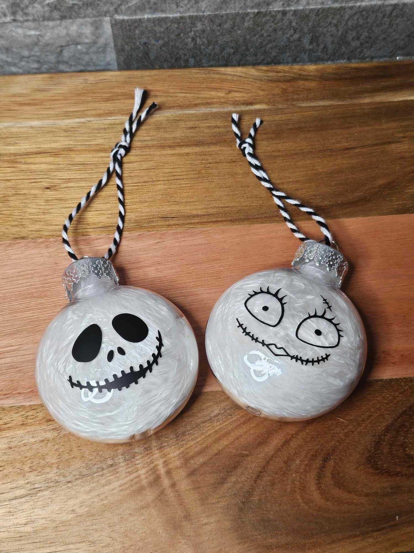 Nightmare Before Christmas Inspired Sally and Jack Bauble Set