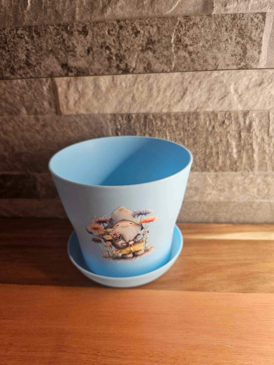 Gnome Themed Plant Pot and Saucer