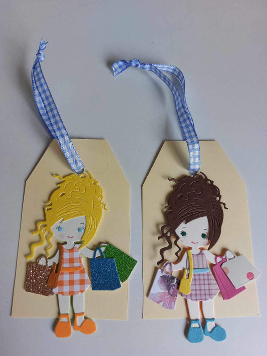 Set of 2 Shopper Girl Gift Tags