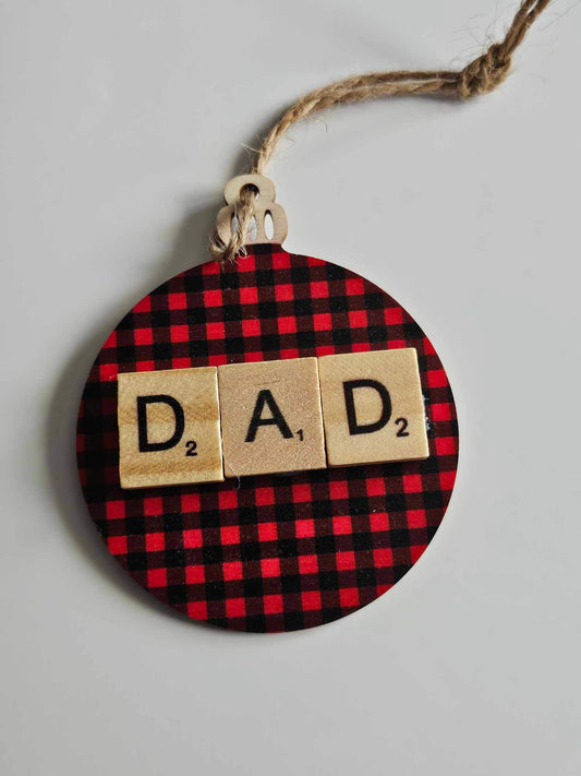 Tartan Wooden DAD Hanging Decoration