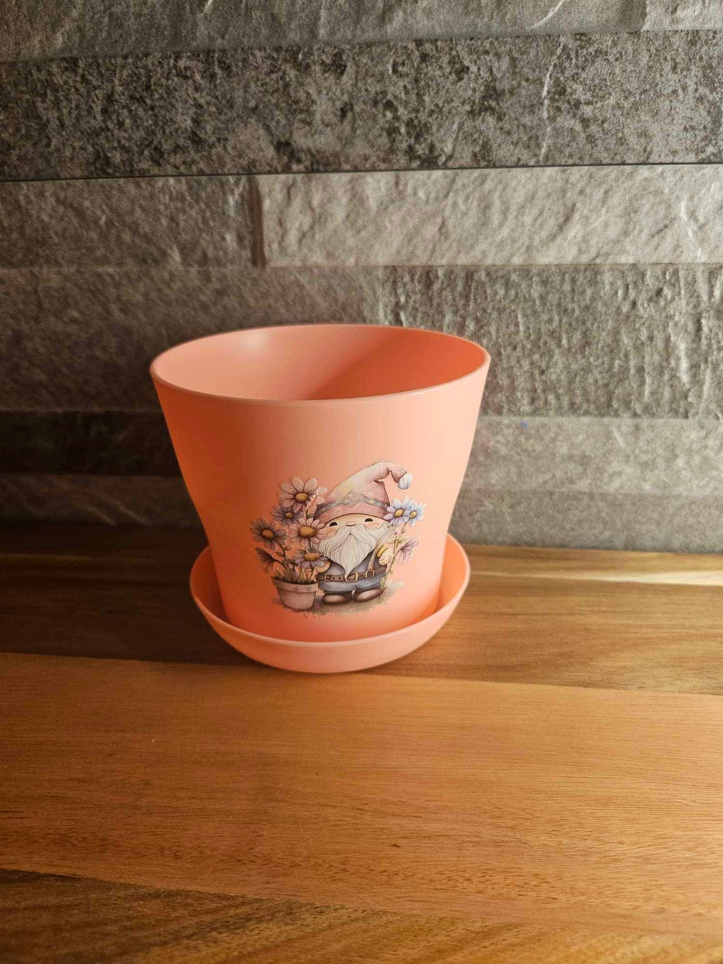 Gnome Themed Plant Pot and Saucer