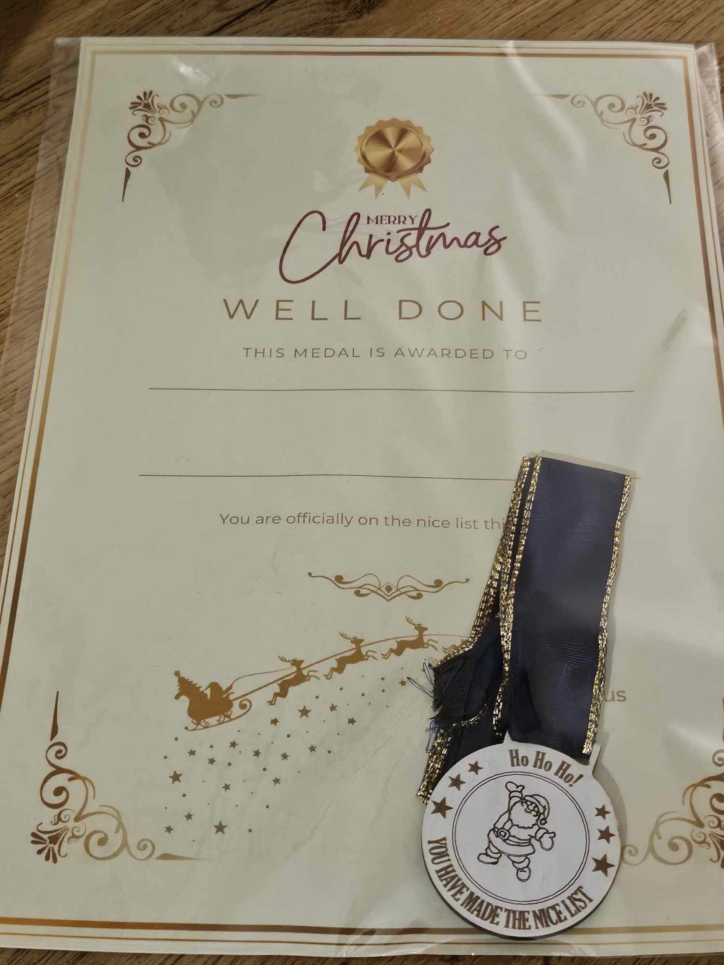 Nice List Certificate With Medal