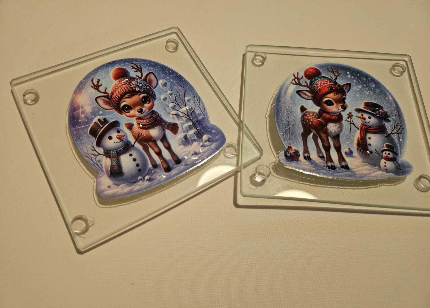 Set of 2 Glass Christmas Coasters