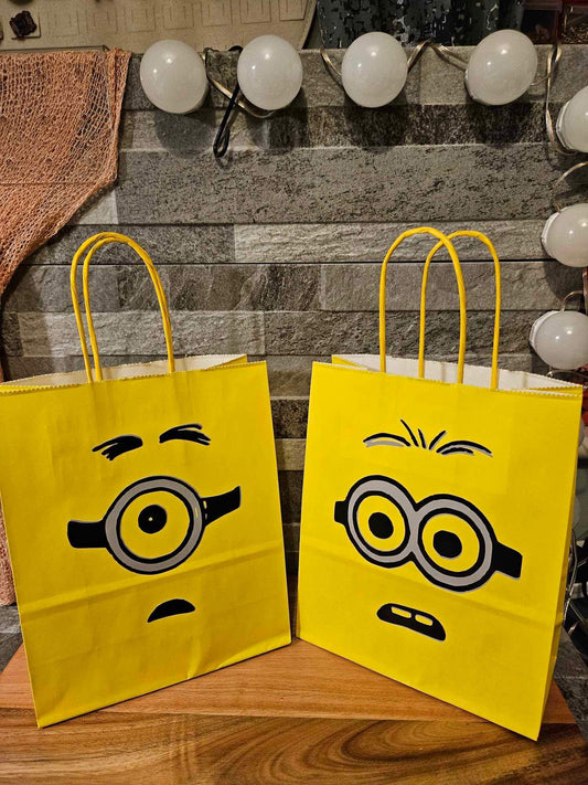 Set Of 2 Minion Inspired Paper Party Bags