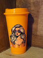 Retro Pop Art Girl Hot Cup