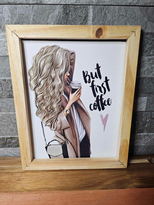 Framed But First Coffee Canvas