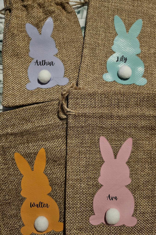 Personalised Mini Easter Drawstring Hessian Bag