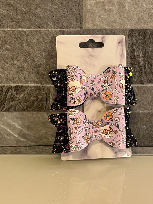 Twin Pack Halloween Themed Multilayered Bows