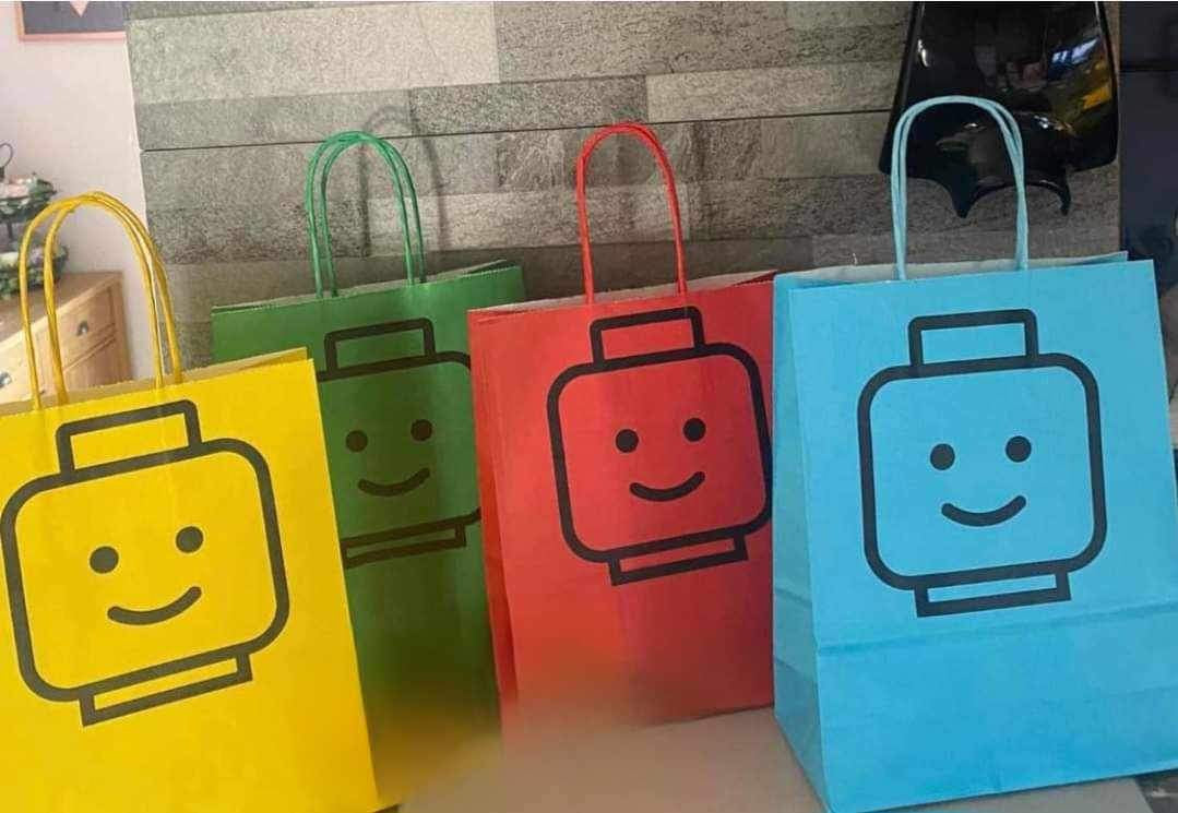 Set Of 4 Lego Inspired Paper Party Bags