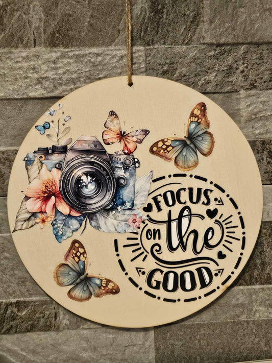 Focus On The Good Self Empowering Wooden Hanging Plaque