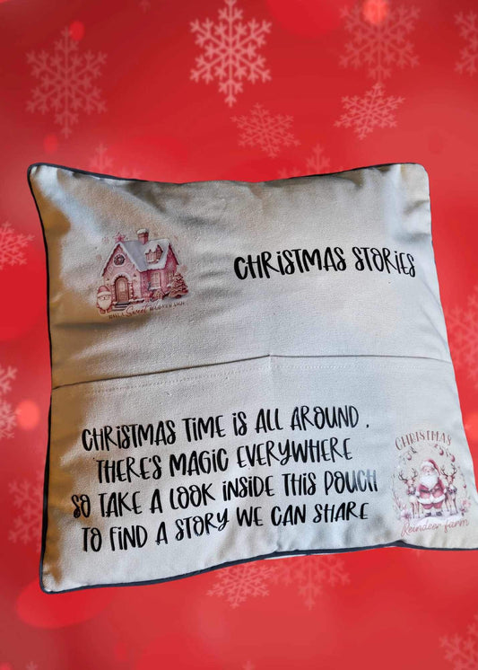 Personalised Christmas Story Book Holder Cushion