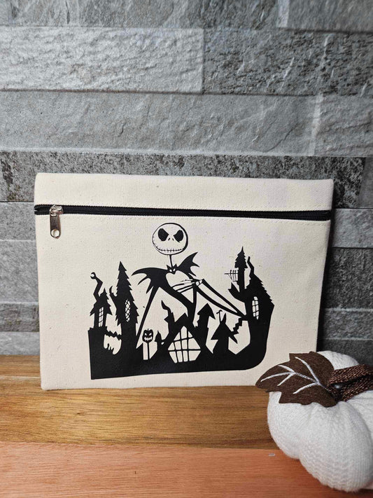 Nightmare Before Christmas Inspired Zip Up Canvas Bag