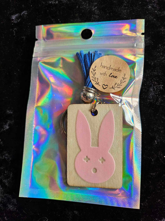 Wooden Easter Bunny Keyring