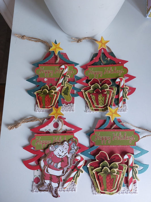 4 Pack Handmade Happy Holidays Gift Tags