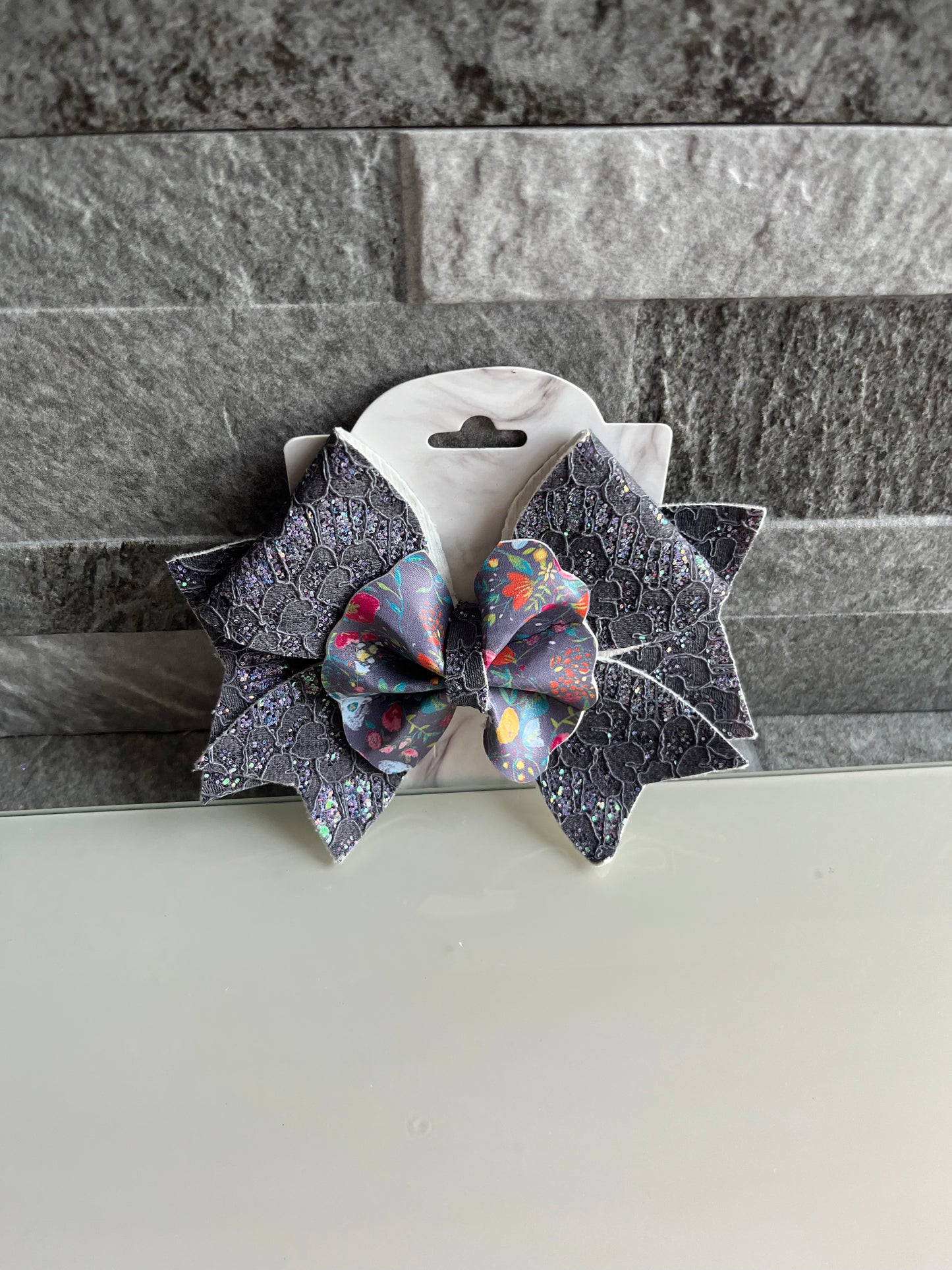 Misty Grey Multilayered Bow