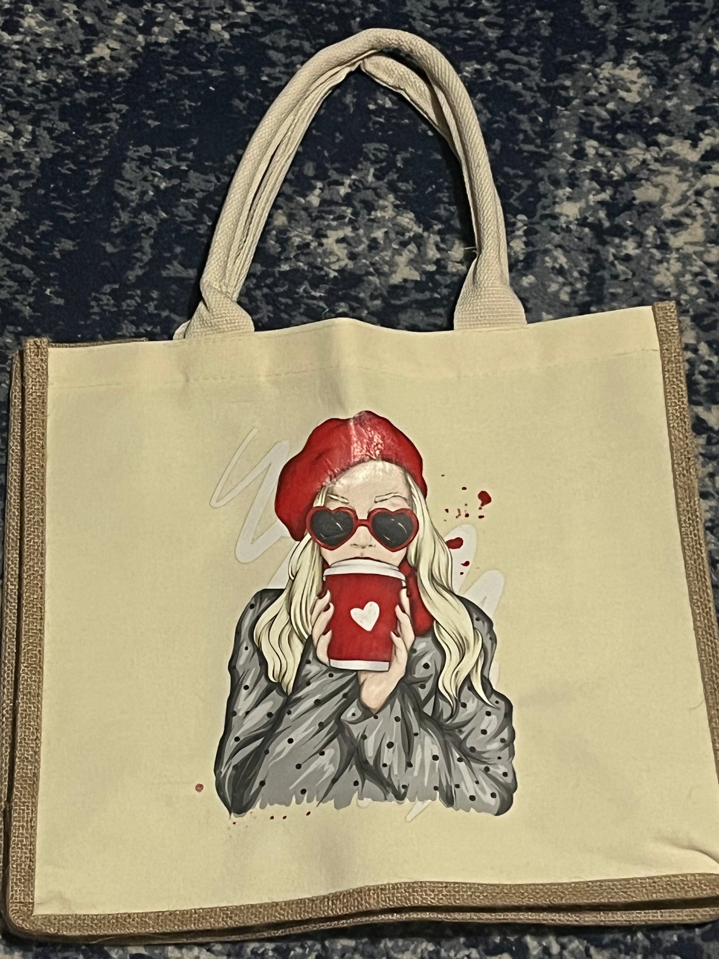 Printed Hessian Tote Bag