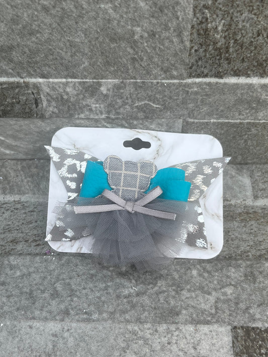 Grey Teddy Multilayered Bow