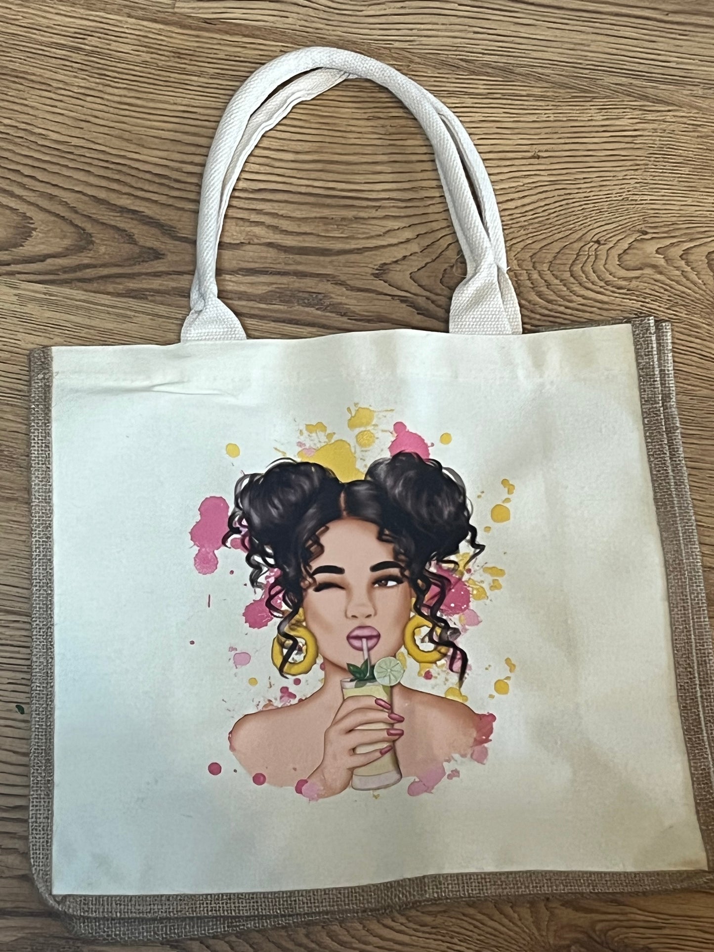 Printed Hessian Tote Bag